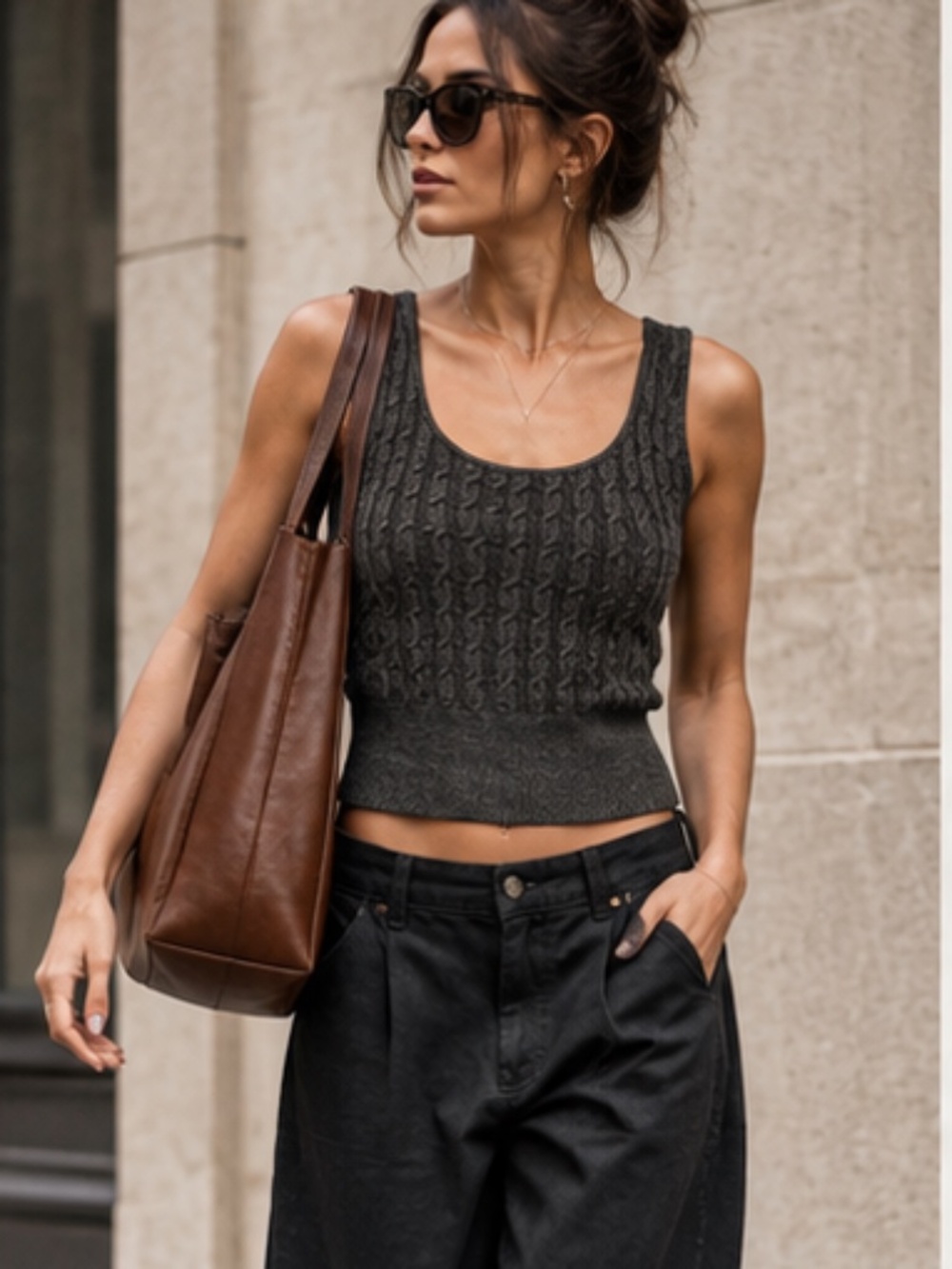 House of Harlow | Charcoal Gray Knit Tank Top | Size Medium